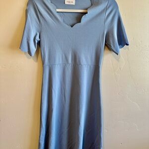 Orange Creek Light Blue Scalloped Midi Dress